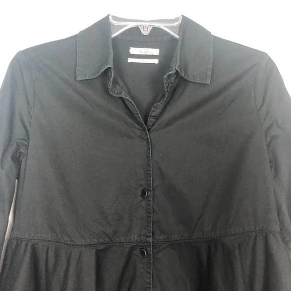 CO 100% Cotton Women's Tiered Button Down Black Shirt Long Sleeves Size Small - Picture 2 of 11